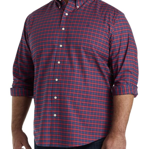 NEW BROOKS BROTHERS Non-Iron Check Sport Shirt Navy/Red Check Men's 2X